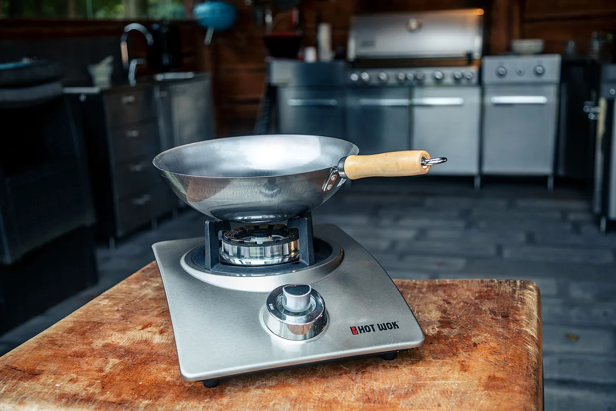 carbon steel wok close-up