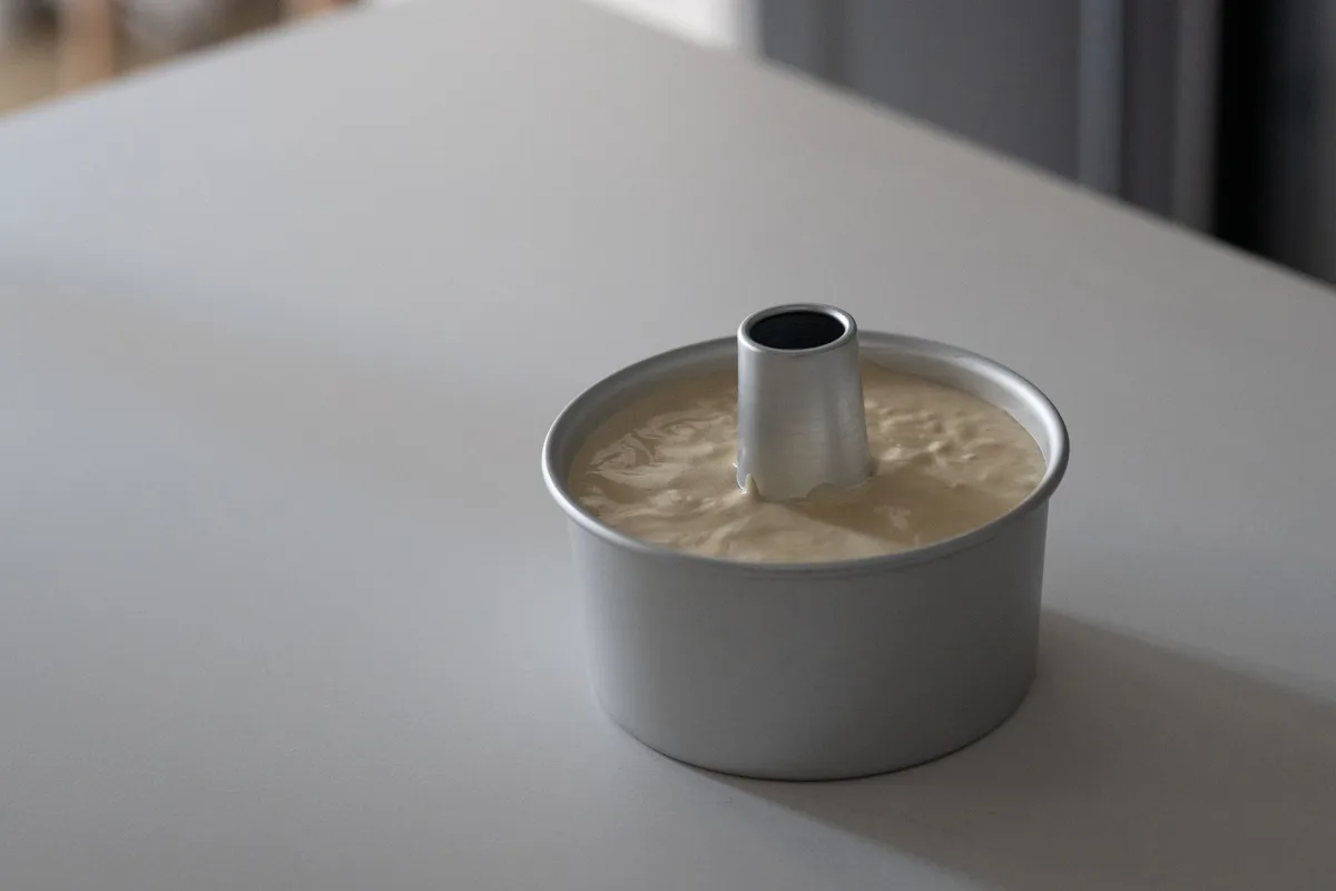 cake pan buttered and floured