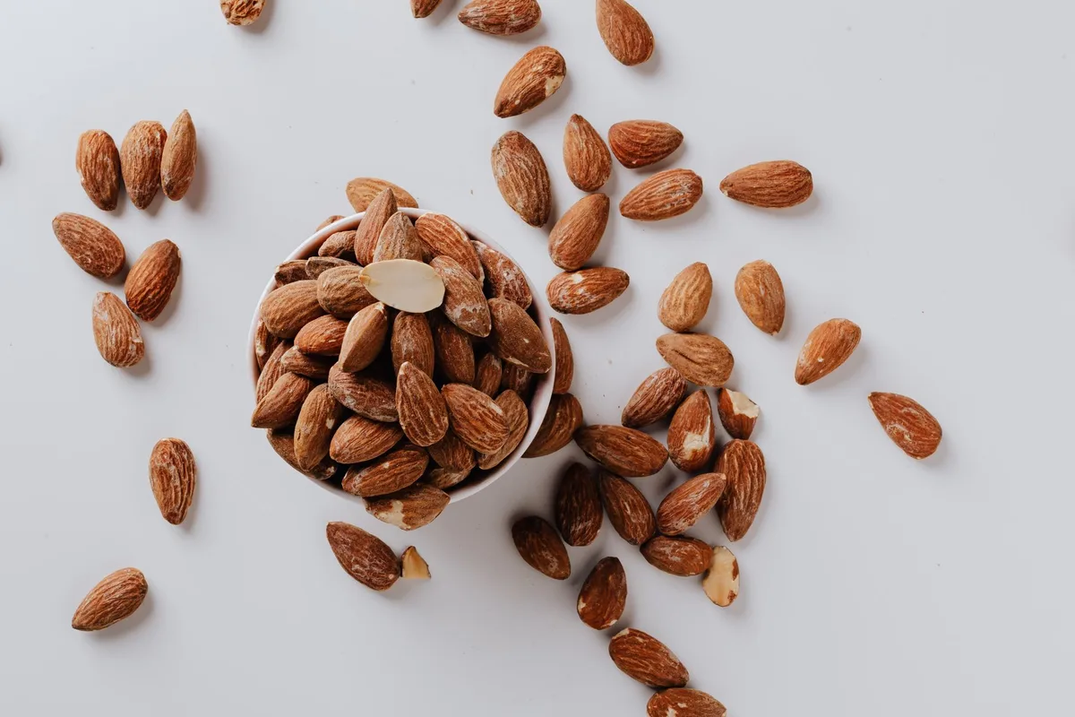 raw almonds soaking in water